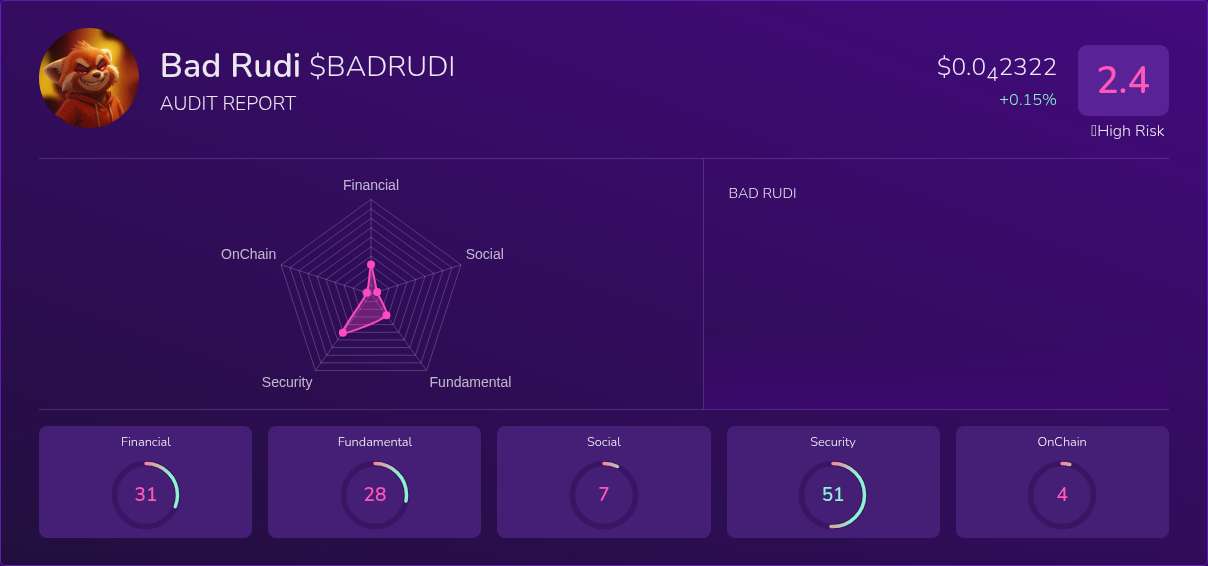 Kryll³ | $BADRUDI (Bad Rudi) X-Ray Score – Trusted Token Audit, On ...